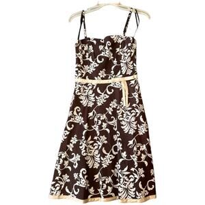 Bro Ivo Brown & White Flower Dress - Size 3